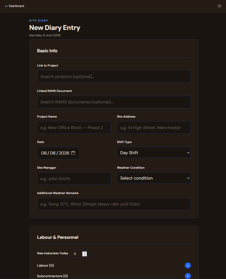 Site Diary